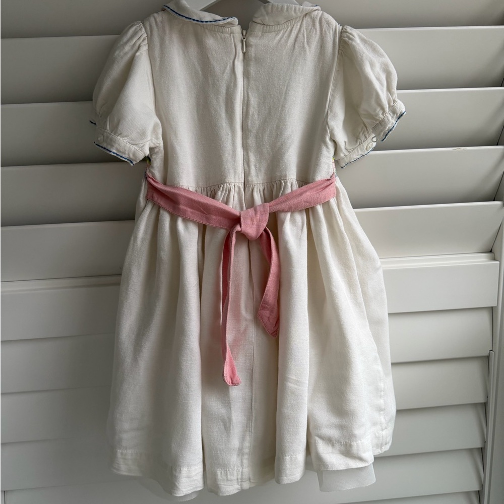 Mini Boden White Dress with Multicolor Smocking - Picture 8 of 11